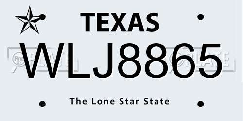 WLJ8865 Texas License Plate