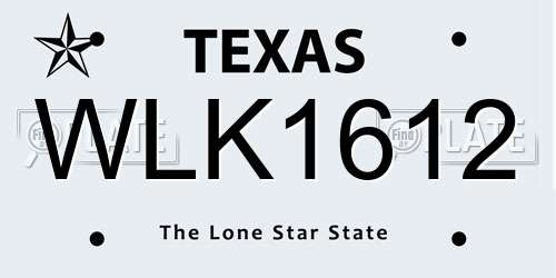 WLK1612 Texas License Plate