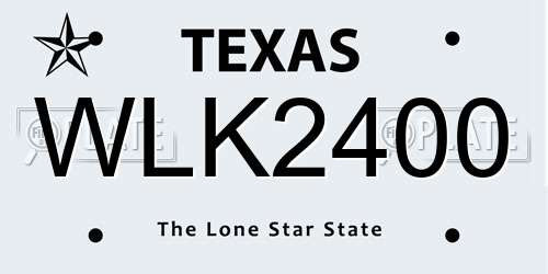 WLK2400 Texas License Plate