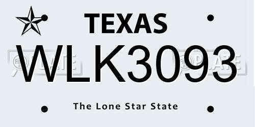 WLK3093 Texas License Plate
