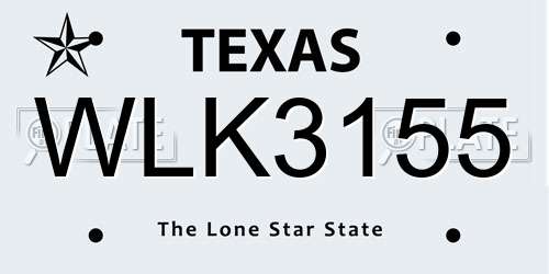 WLK3155 Texas License Plate