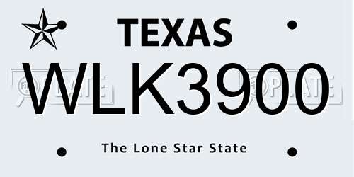 WLK3900 Texas License Plate