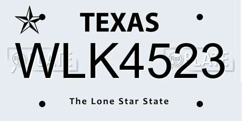 WLK4523 Texas License Plate