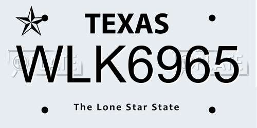 WLK6965 Texas License Plate