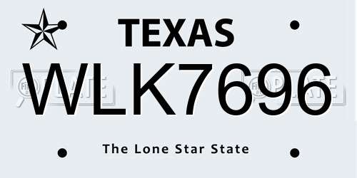 WLK7696 Texas License Plate