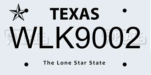 WLK9002 Texas License Plate