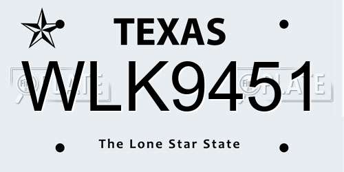 WLK9451 Texas License Plate