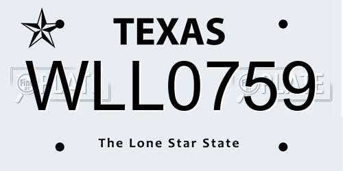 WLL0759 Texas License Plate
