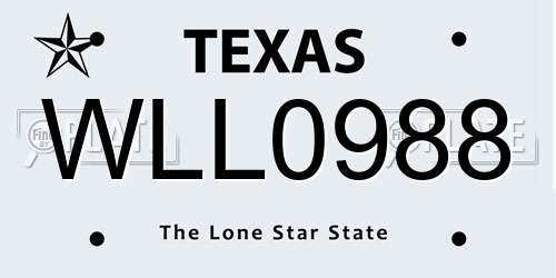 WLL0988 Texas License Plate
