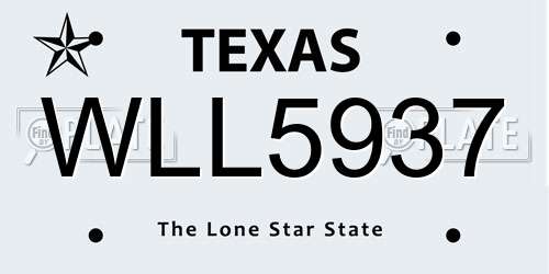 WLL5937 Texas License Plate