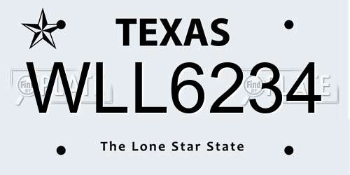 WLL6234 Texas License Plate