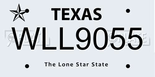 WLL9055 Texas License Plate