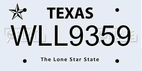 WLL9359 Texas License Plate