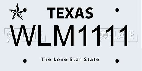 WLM1111 Texas License Plate