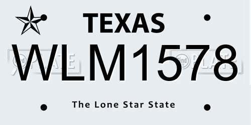 WLM1578 Texas License Plate