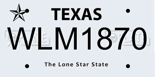 WLM1870 Texas License Plate