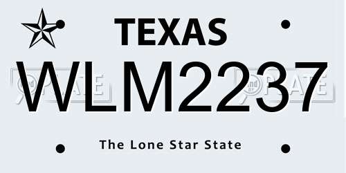 WLM2237 Texas License Plate