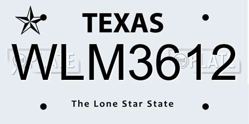 WLM3612 Texas License Plate