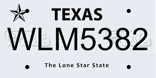WLM5382 Texas License Plate