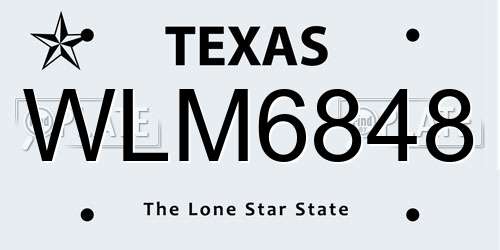 WLM6848 Texas License Plate