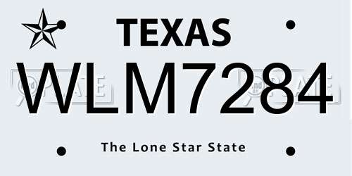 WLM7284 Texas License Plate