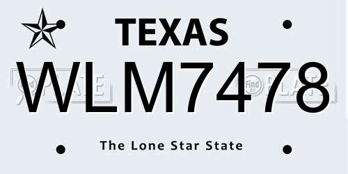 WLM7478 Texas License Plate