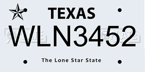 WLN3452 Texas License Plate