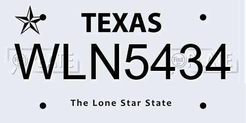 WLN5434 Texas License Plate