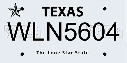 WLN5604 Texas License Plate
