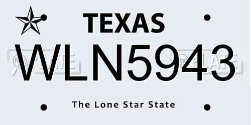 WLN5943 Texas License Plate
