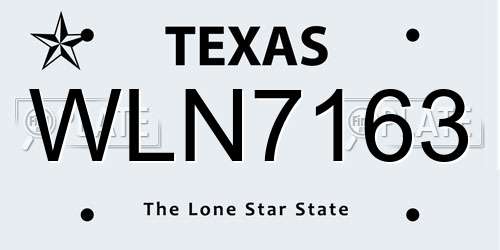 WLN7163 Texas License Plate