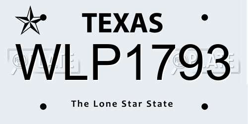 WLP1793 Texas License Plate
