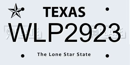 WLP2923 Texas License Plate