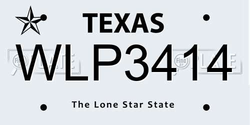 WLP3414 Texas License Plate