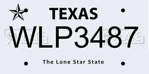 WLP3487 Texas License Plate