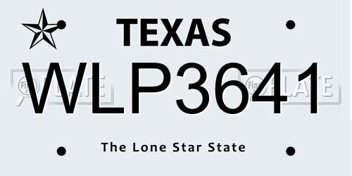 WLP3641 Texas License Plate