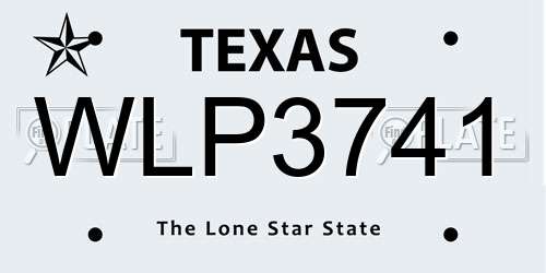 WLP3741 Texas License Plate