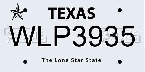 WLP3935 Texas License Plate