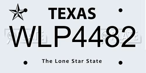 WLP4482 Texas License Plate