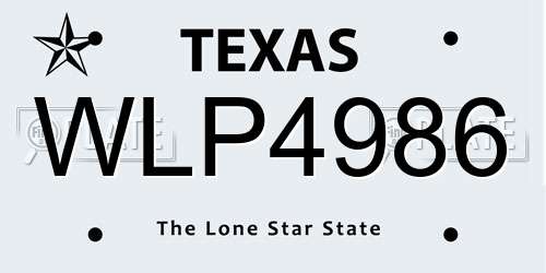 WLP4986 Texas License Plate