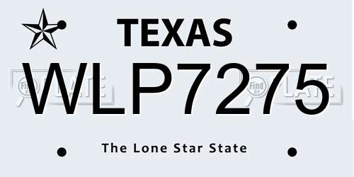 WLP7275 Texas License Plate