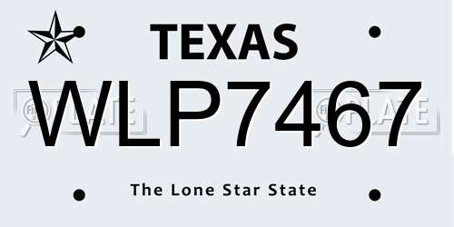 WLP7467 Texas License Plate