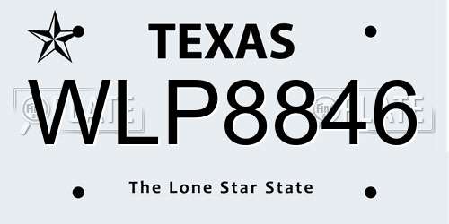 WLP8846 Texas License Plate