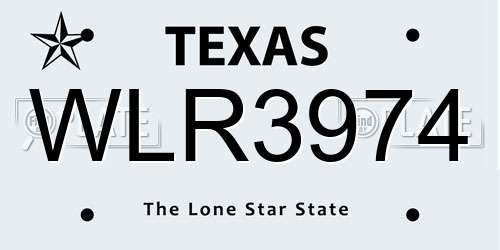 WLR3974 Texas License Plate