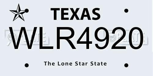 WLR4920 Texas License Plate