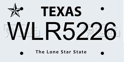 WLR5226 Texas License Plate