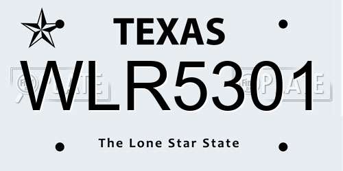 WLR5301 Texas License Plate