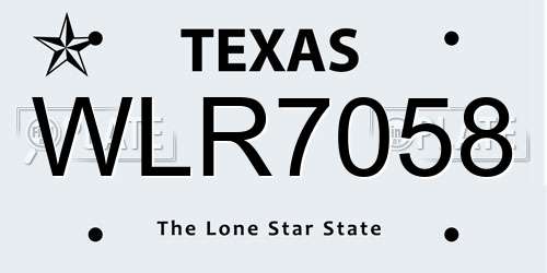 WLR7058 Texas License Plate
