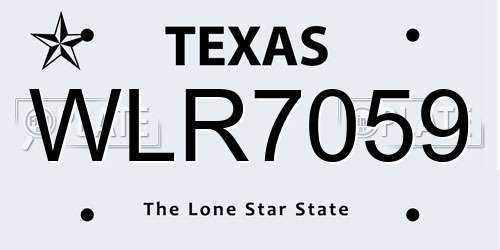 WLR7059 Texas License Plate