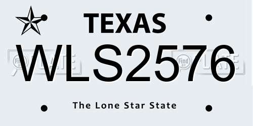 WLS2576 Texas License Plate